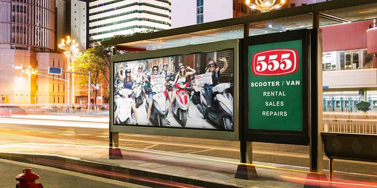 555 Scooters billboard